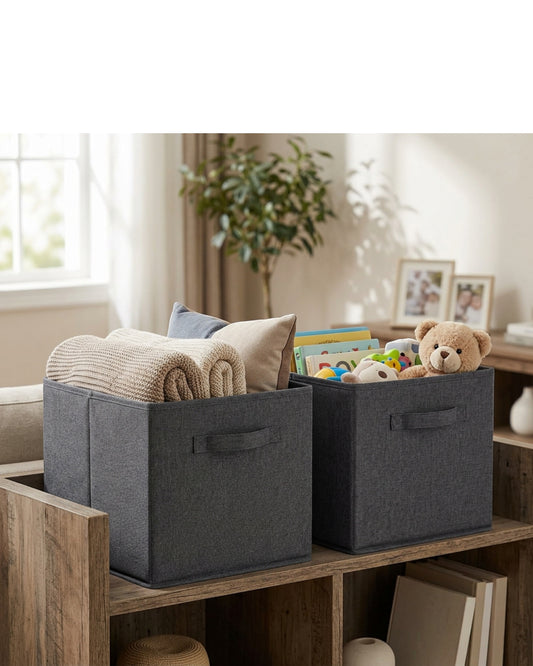 Spvxg Collapsible Fabric Storage Bin Charcoal Handles 2 Pack
