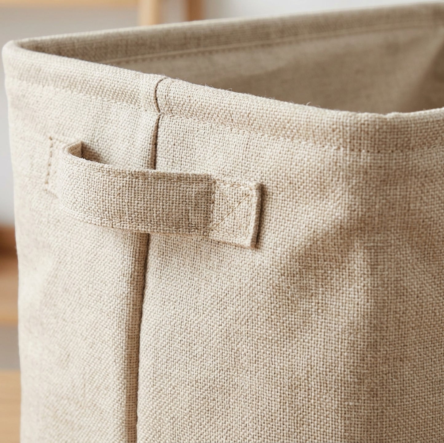 Spvxg Fabric Folding Storage Basket Oatmeal Handles Large