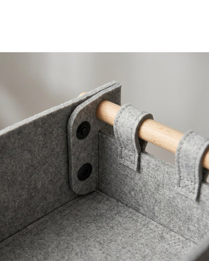 Spvxg Hexagonal Felt Snap Basket with Wood Dowel Handles Sand Gray - Detail view
