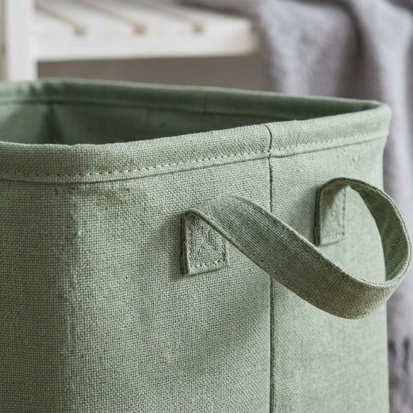 Spvxg Linen Look Folding Basket Sage Handles Medium