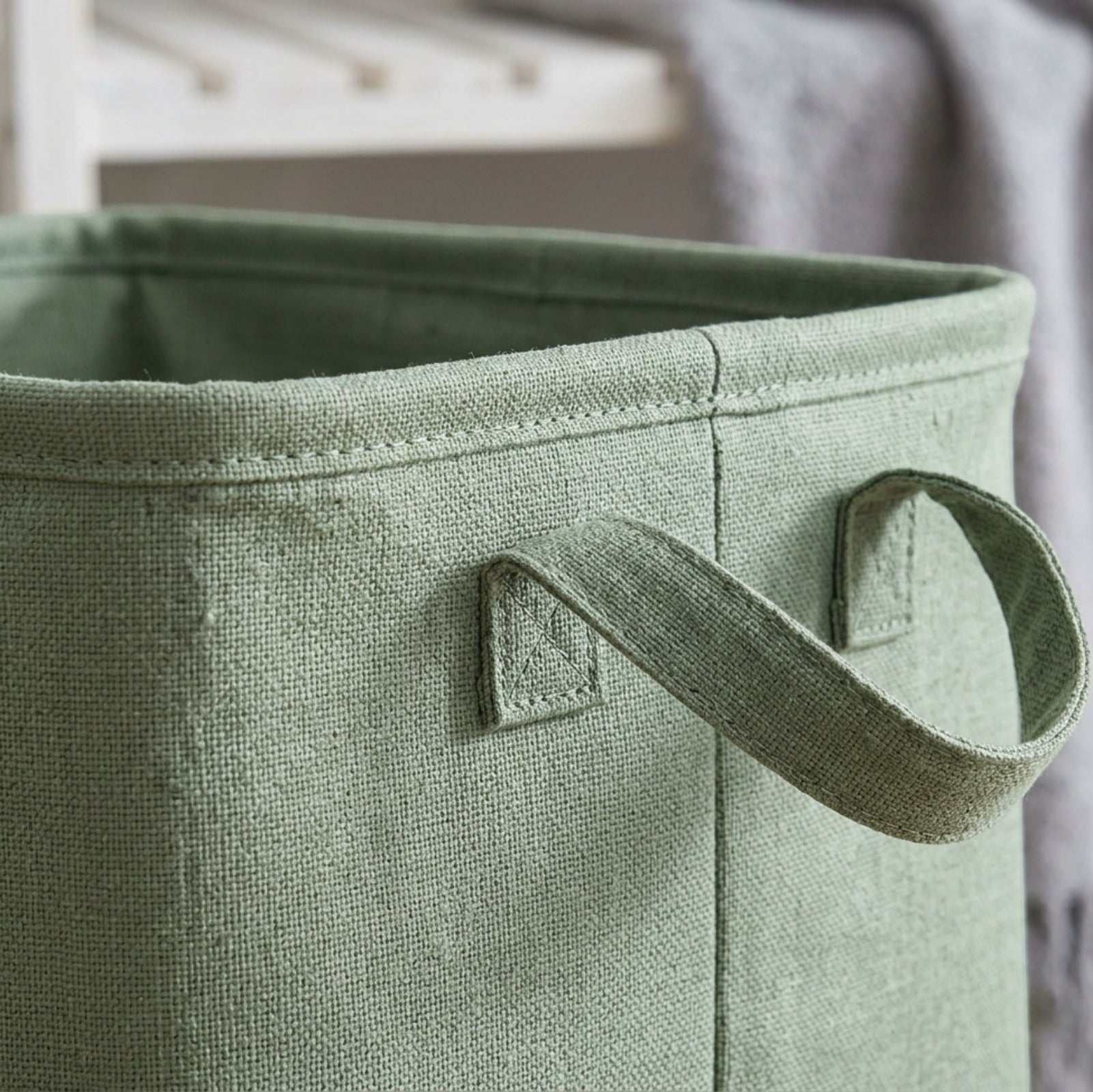 Spvxg Linen Look Folding Basket Sage Handles Medium