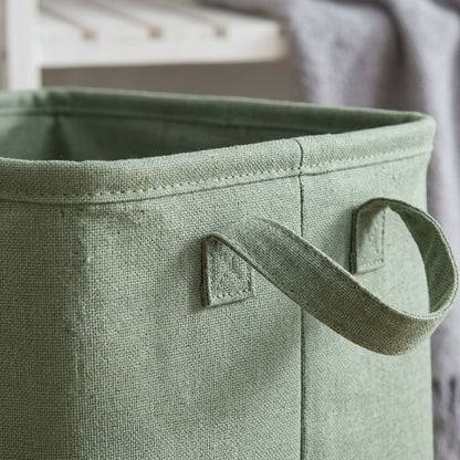 Spvxg Linen Look Folding Basket Sage Handles Medium