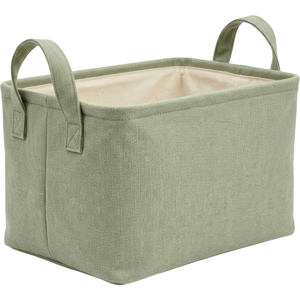 Spvxg Linen Look Folding Basket Sage Handles Medium