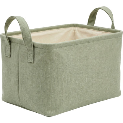 Spvxg Linen Look Folding Basket Sage Handles Medium