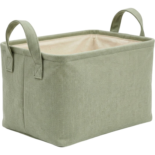 Spvxg Linen Look Folding Basket Sage Handles Medium