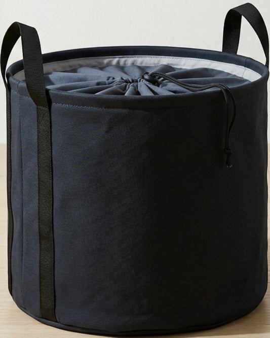 Spvxg Round Twill Folding Storage Basket with Drawstring Cover Ink Blue - Lifestyle view